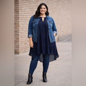 Torrid Navy Sheer Chiffon Swing Dress Size 2